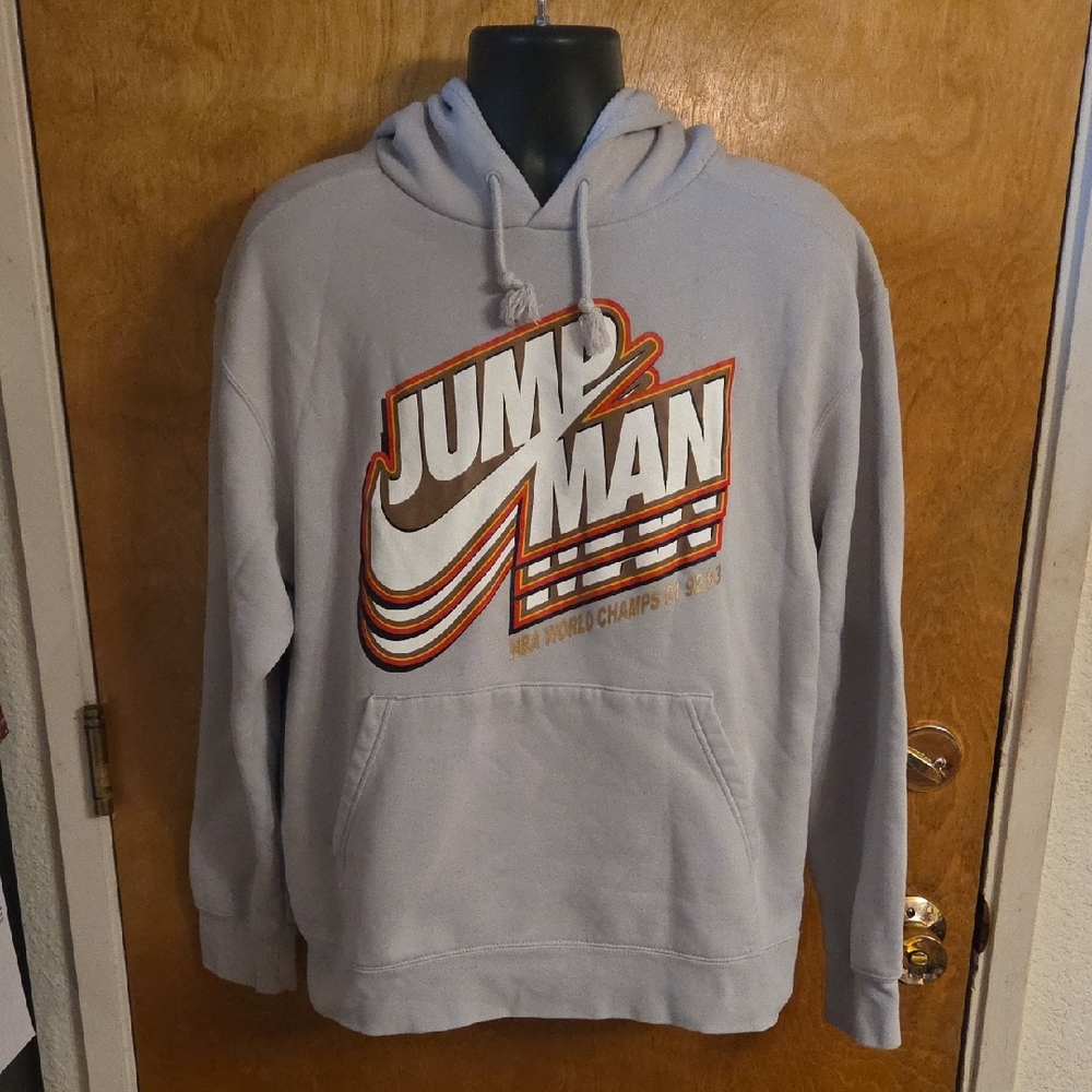 VTG Jordan Jump Man Hoodie Sweatshirt NBA World Champs Sweater Mens Size Large